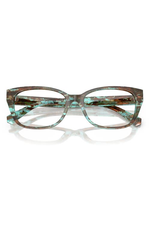 Tiffany & Co . 52mm Pillow Optical Glasses In Blue Havana