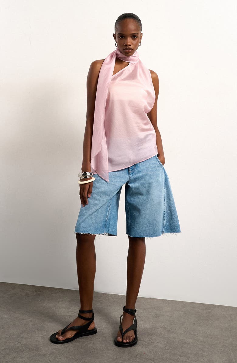 Topshop Scarf Open Back Halter Top, Alternate, color, Lilac