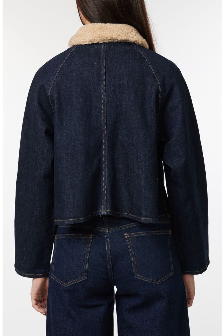 Faux Shearling Collar Crop Barn Jacket, Alternate, color, RINSE