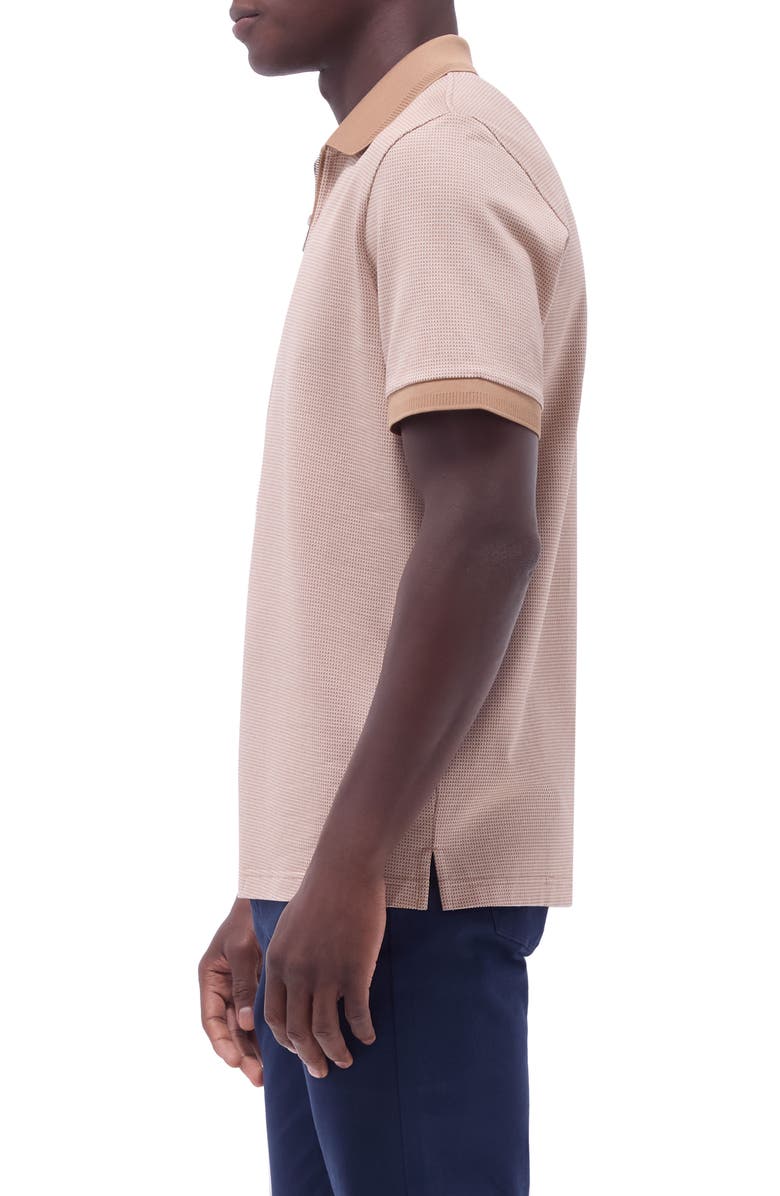 Bugatchi Contrast Trim Zip Polo, Alternate, color, Camel