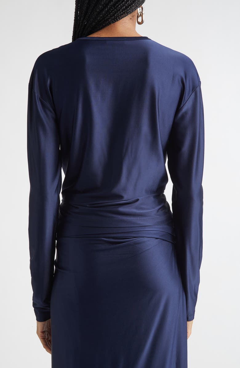 Rabanne Pierced Satin Crop Top, Alternate, color, Deep Navy