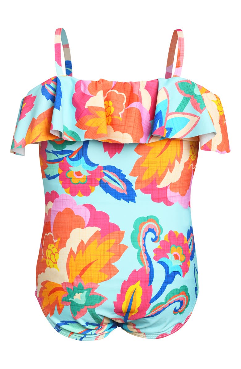 La Blanca Kids' Breezy Ruffle Off the Shoulder One-Piece Swimsuit, Alternate, color, Multi