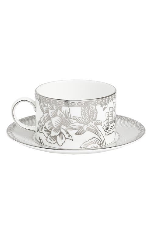 Wedgwood Silver Tonquin Bone China Teacup & Saucer Set In Multi