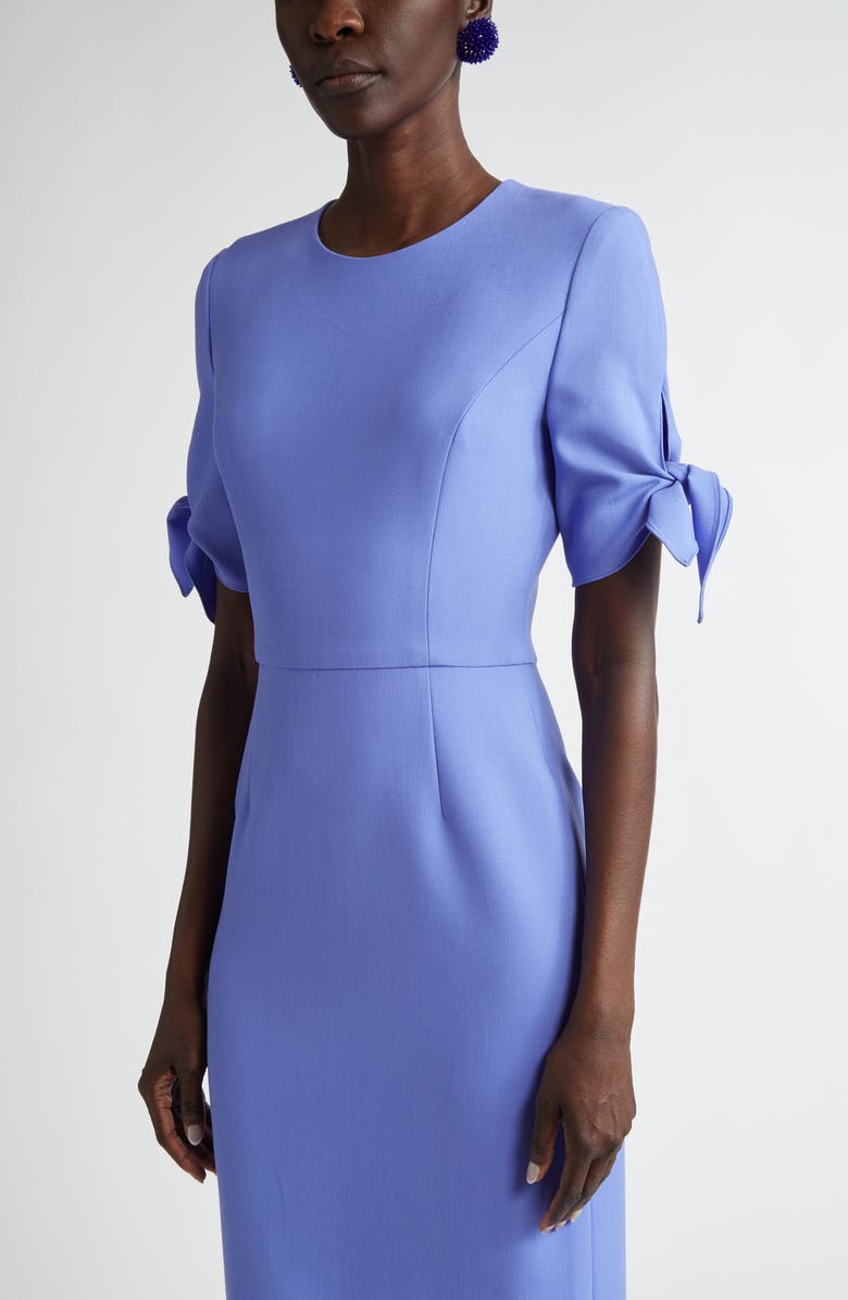 Carolina Herrera Tie Sleeve Stretch Virgin Wool Midi Dress, Alternate, color, 