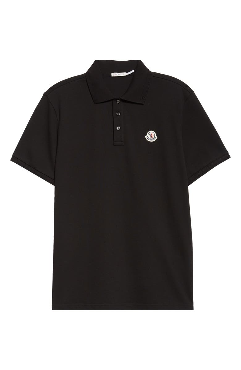 Moncler Logo Patch Cotton Piqué Polo, Alternate, color, Black
