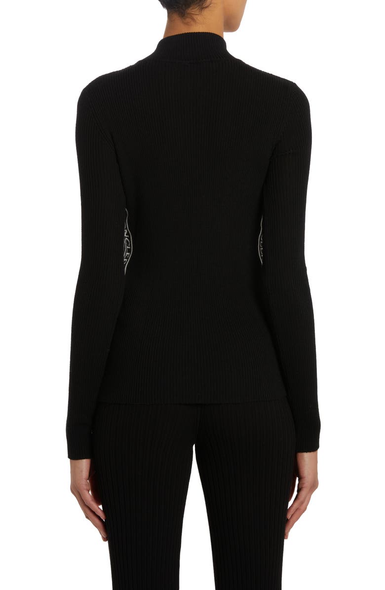 Moncler Turtleneck Virgin Wool Quarter Zip Sweater, Alternate, color,