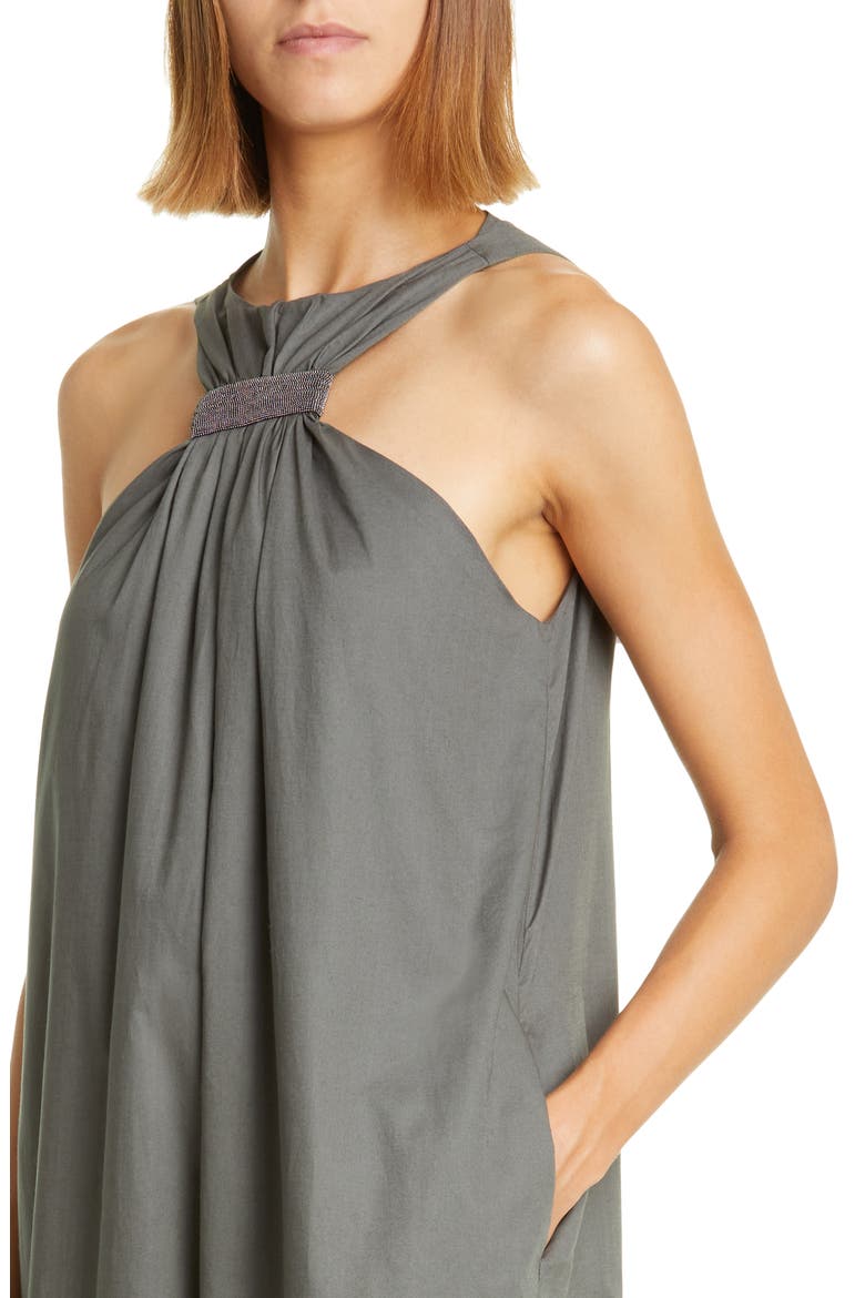 Beaded Halter Neck Cotton Blend Maxi Dress, Alternate, color, ABETE
