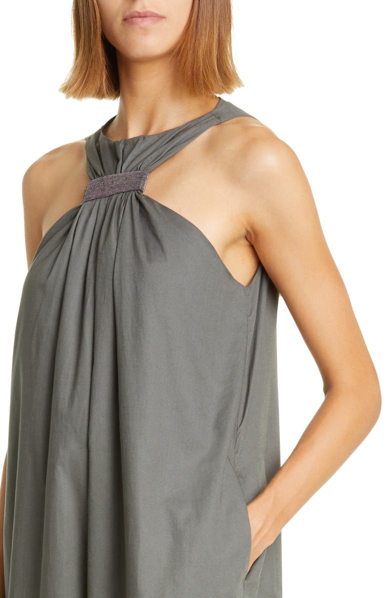 Fabiana Filippi Beaded Halter Neck Cotton Blend Maxi Dress, Alternate, color,