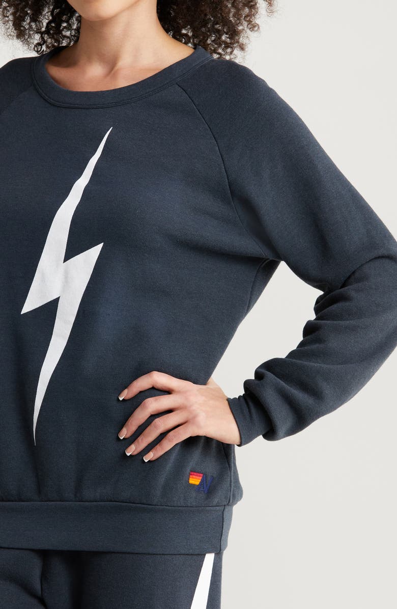 Aviator Nation Bolt Crewneck Sweatshirt, Alternate, color, Charcoal