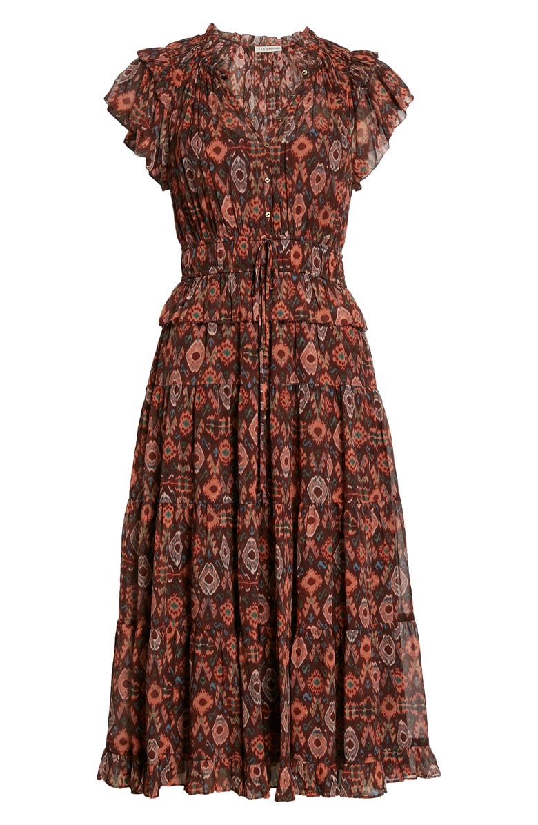 Ulla Johnson Emine Ruffle Silk Midi Dress, Alternate, color,