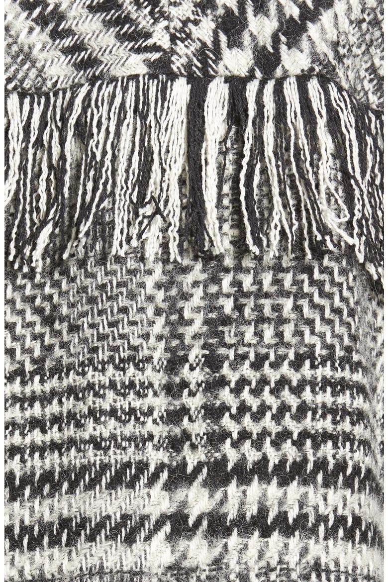 Fringe Trim Glen Plaid Poncho, Alternate, color, BLACK/ WHITE