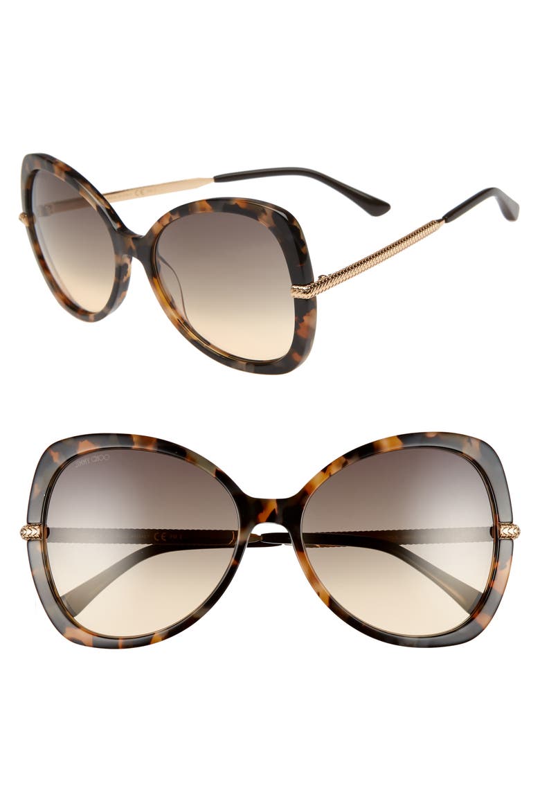Cruz 58mm Butterfly Sunglasses, Main, color, DARK HAVANA/ BROWN