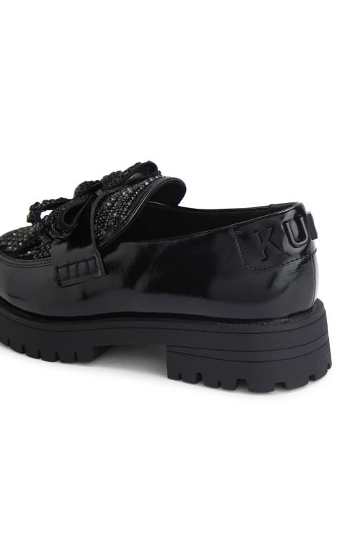 Kurt Geiger London Crystal Bow Platform Loafer In Black