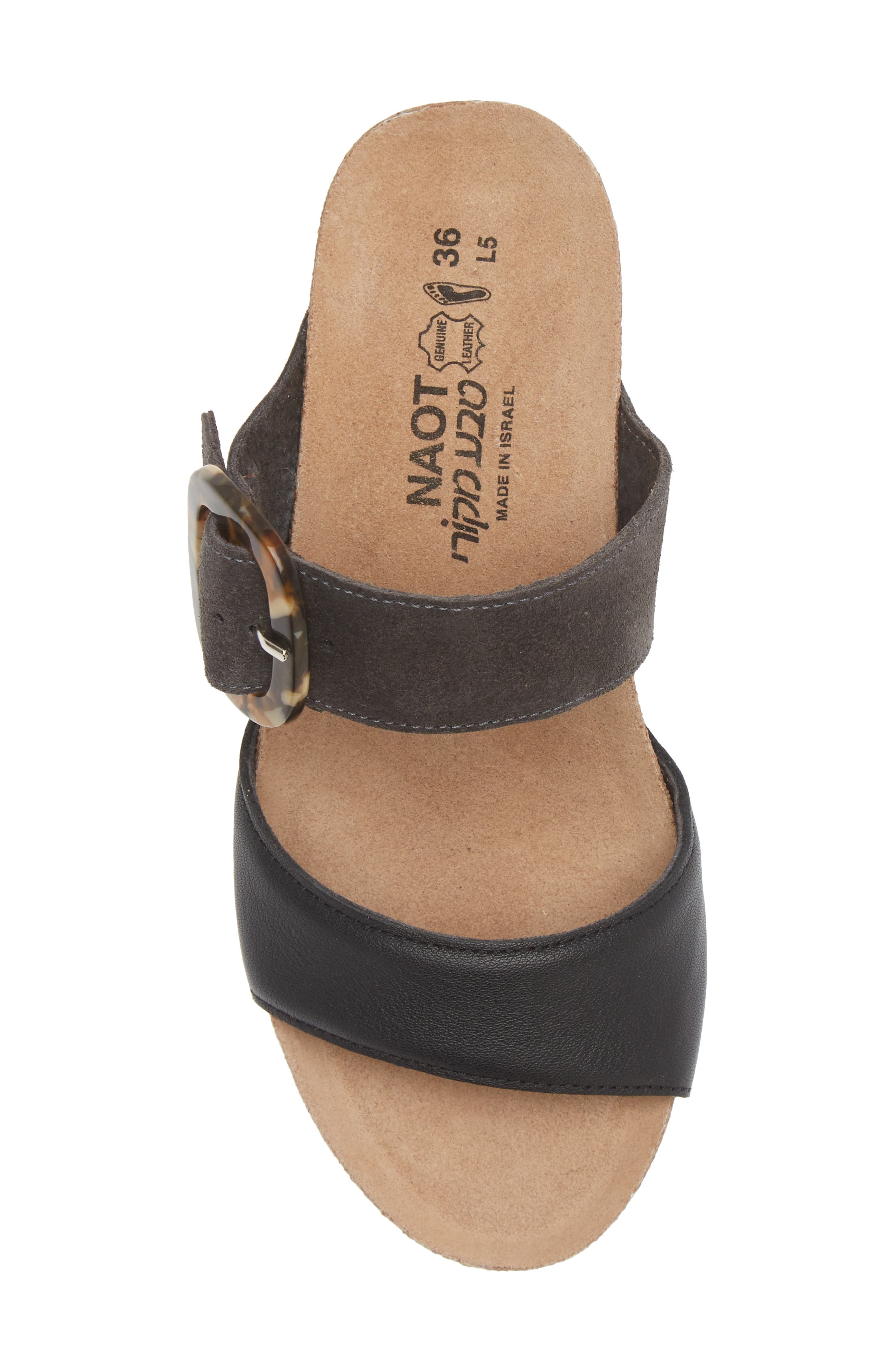 Naot Kingdom Wedge Slide Sandal, Alternate, color, Black Leather/Midnight Suede