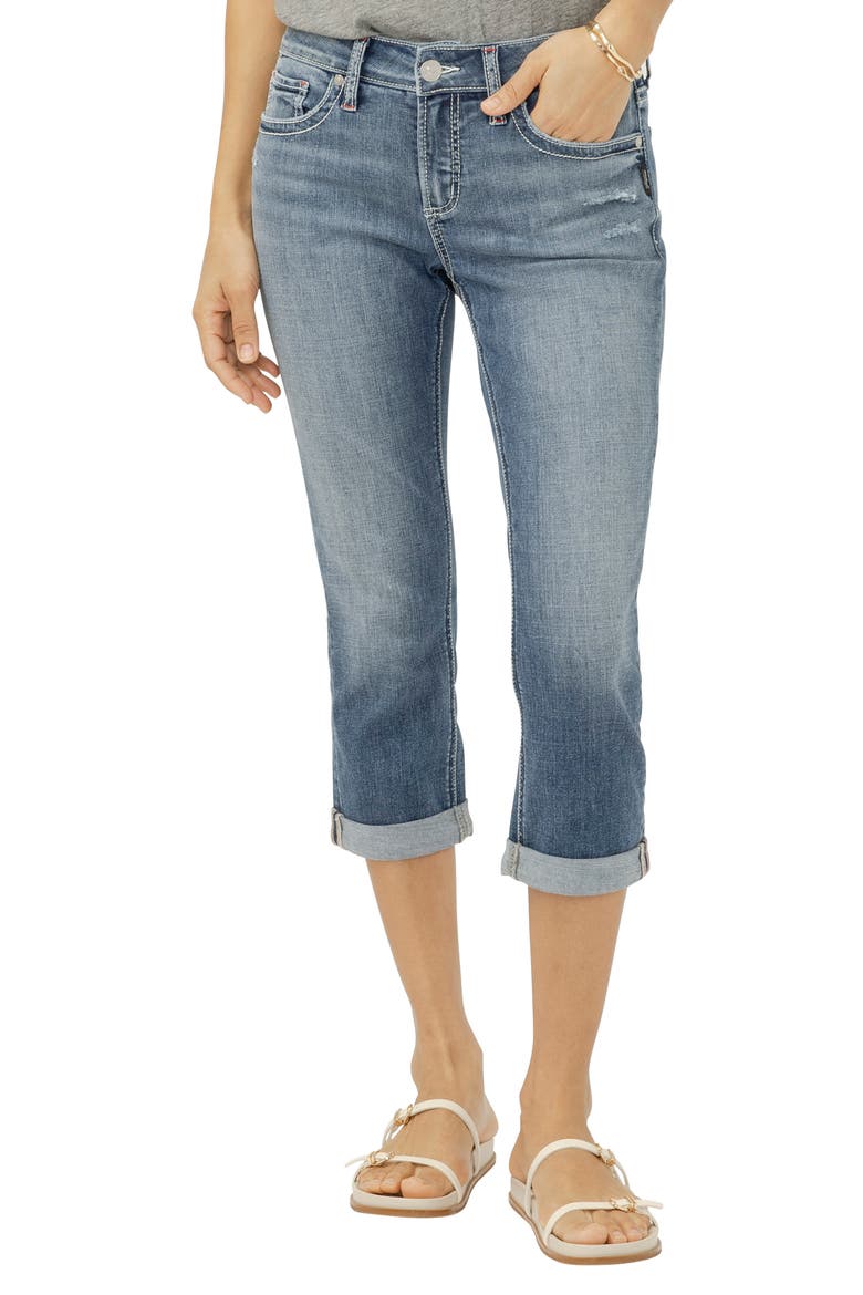 Elyse Curvy Distressed Mid Rise Capri Jeans, Main, color, SATURDAY MORNING