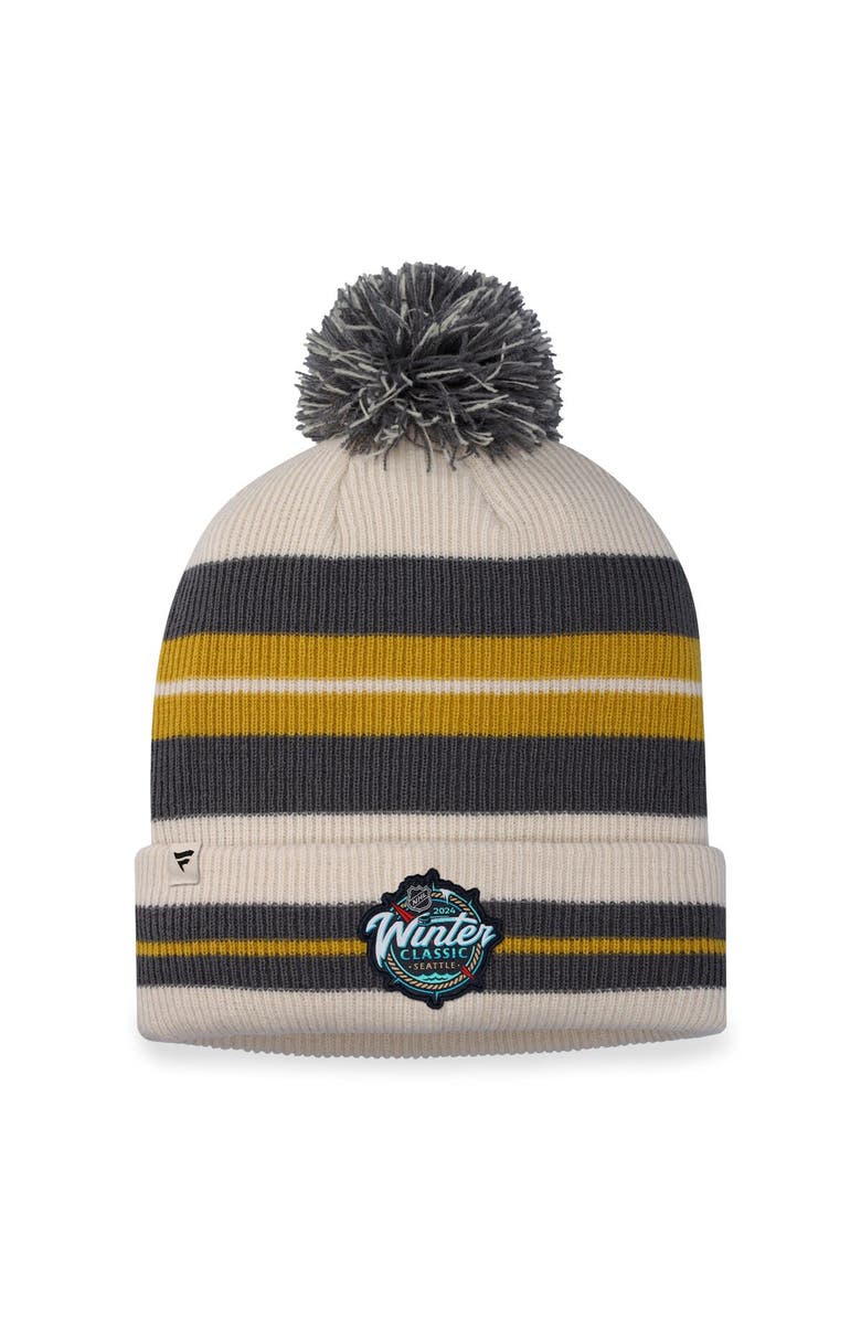 FANATICS Men's Fanatics Branded Vegas Golden Knights Charcoal/Cream 2024 NHL Winter Classic Cuffed Knit Hat with Pom, Alternate, color, Charcoal