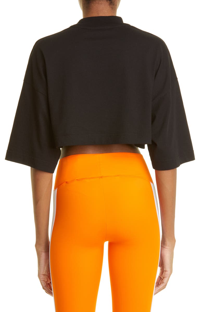 Palm Angels Embroidered Rainbow Crop Cotton Logo Tee, Alternate, color, 