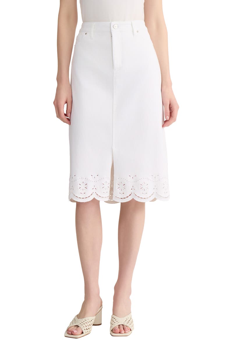 Jones New York Lexington Scallop Hem Skirt, Main, color, Soft White