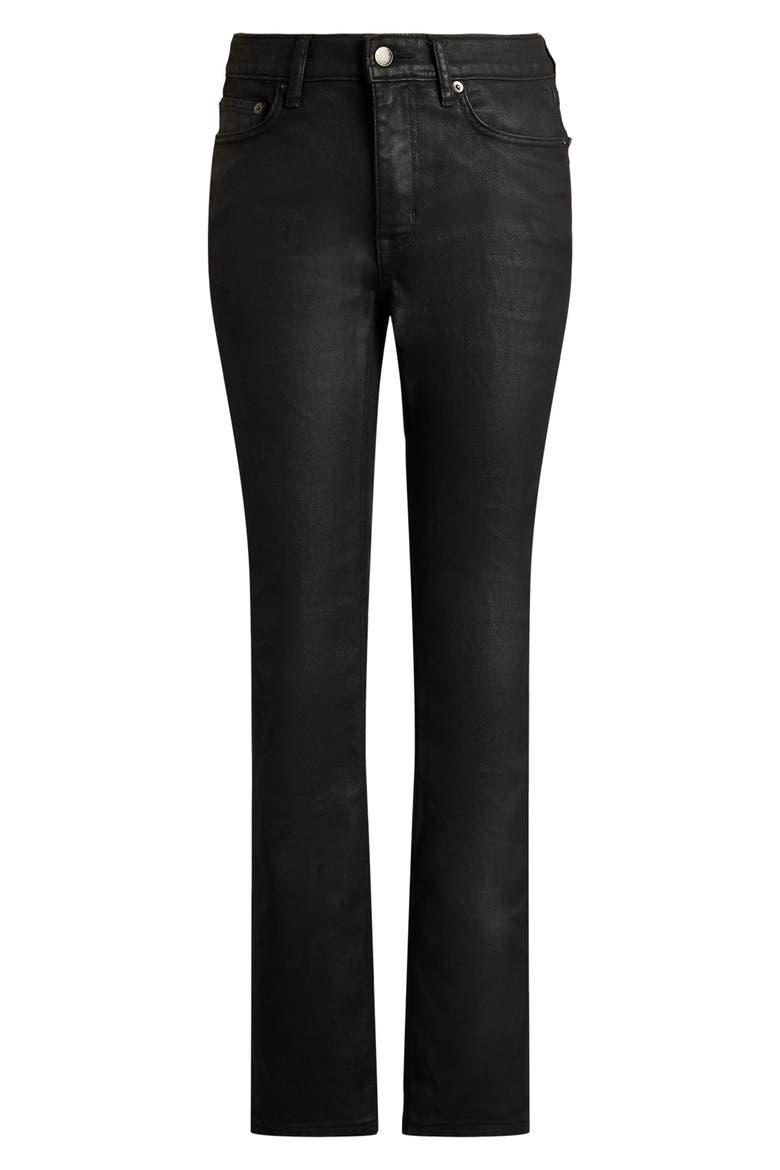 Coated High Waist Straight Leg Ankle Jeans, Alternate, color, BLACK