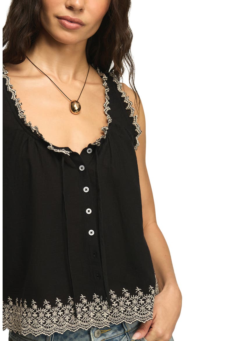 Floral Embroidered Cotton Swing Tank, Alternate, color, CAVIAR