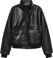 Halogen® High Neck Faux Leather Bomber Jacket