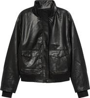 Halogen® High Neck Faux Leather Bomber Jacket