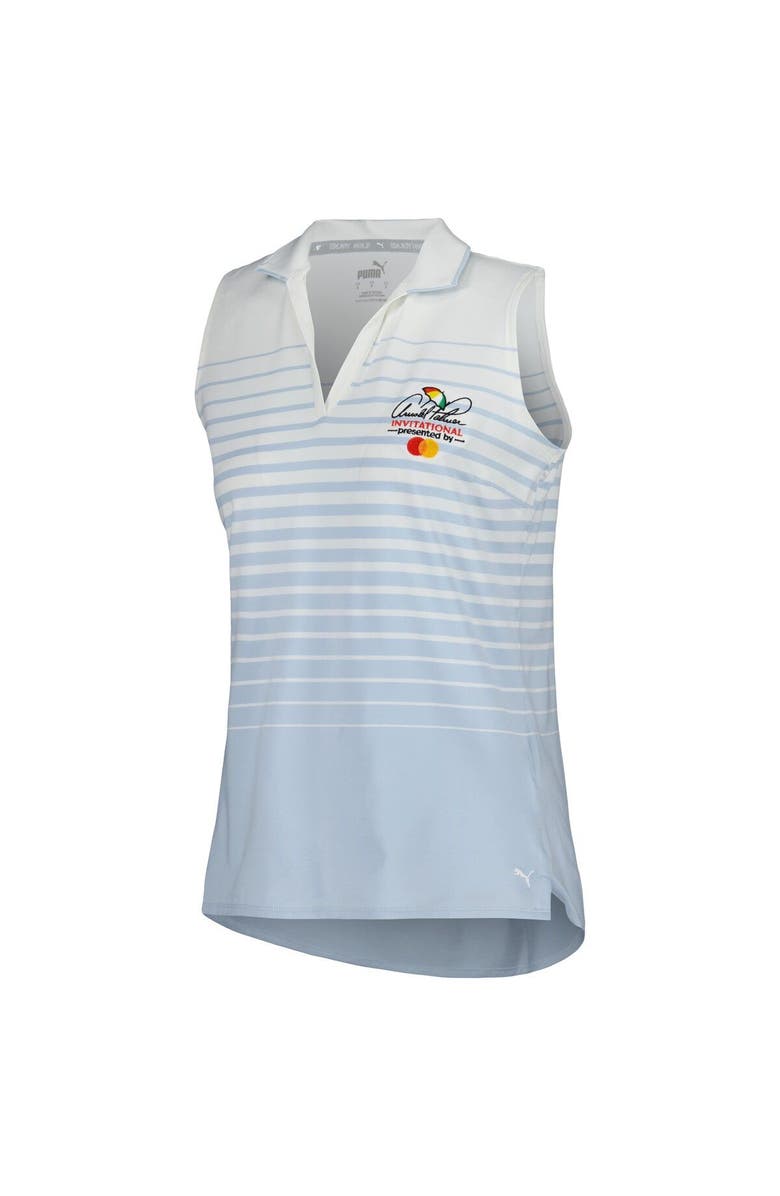 PUMA Women's Puma Light Blue Arnold Palmer MATTR Stripe Sleeveless V-Neck Polo, Alternate, color, Light Blue