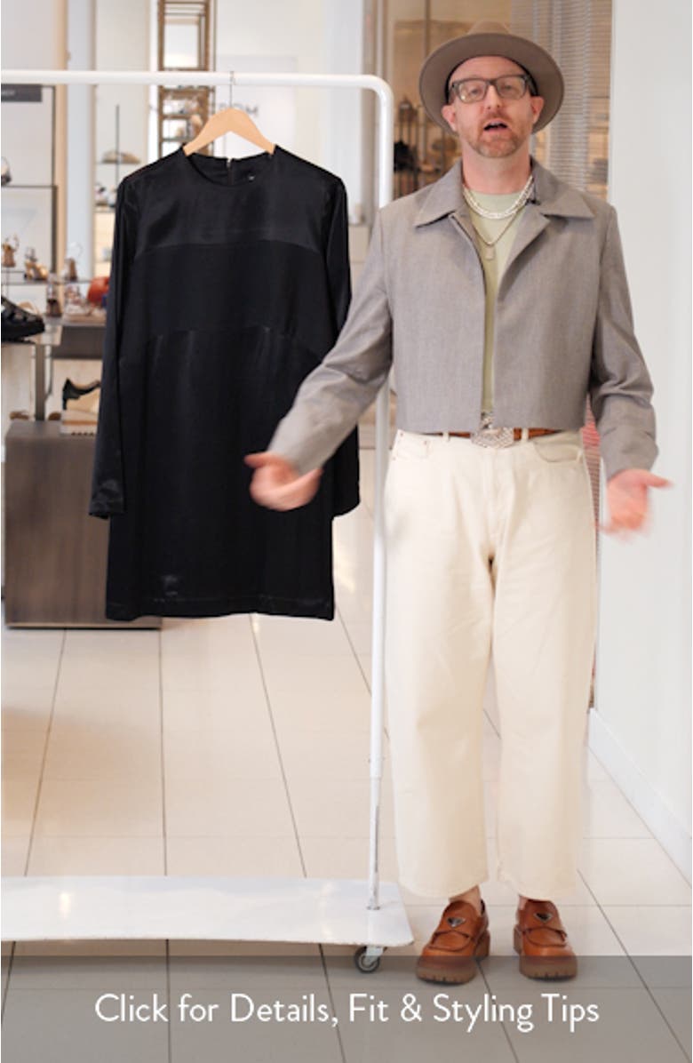 Long Sleeve Mixed Media Shift Dress, sales video thumbnail