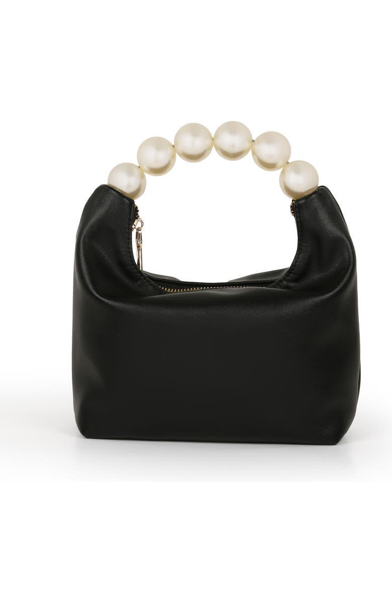 Jewel Badgley Mischka Calla Leather Zip Top w. Large Pearl Top Handle, Main, color, Black