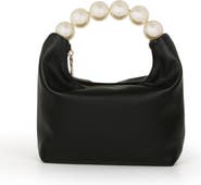 Jewel Badgley Mischka Calla Leather Zip Top w. Large Pearl Top Handle