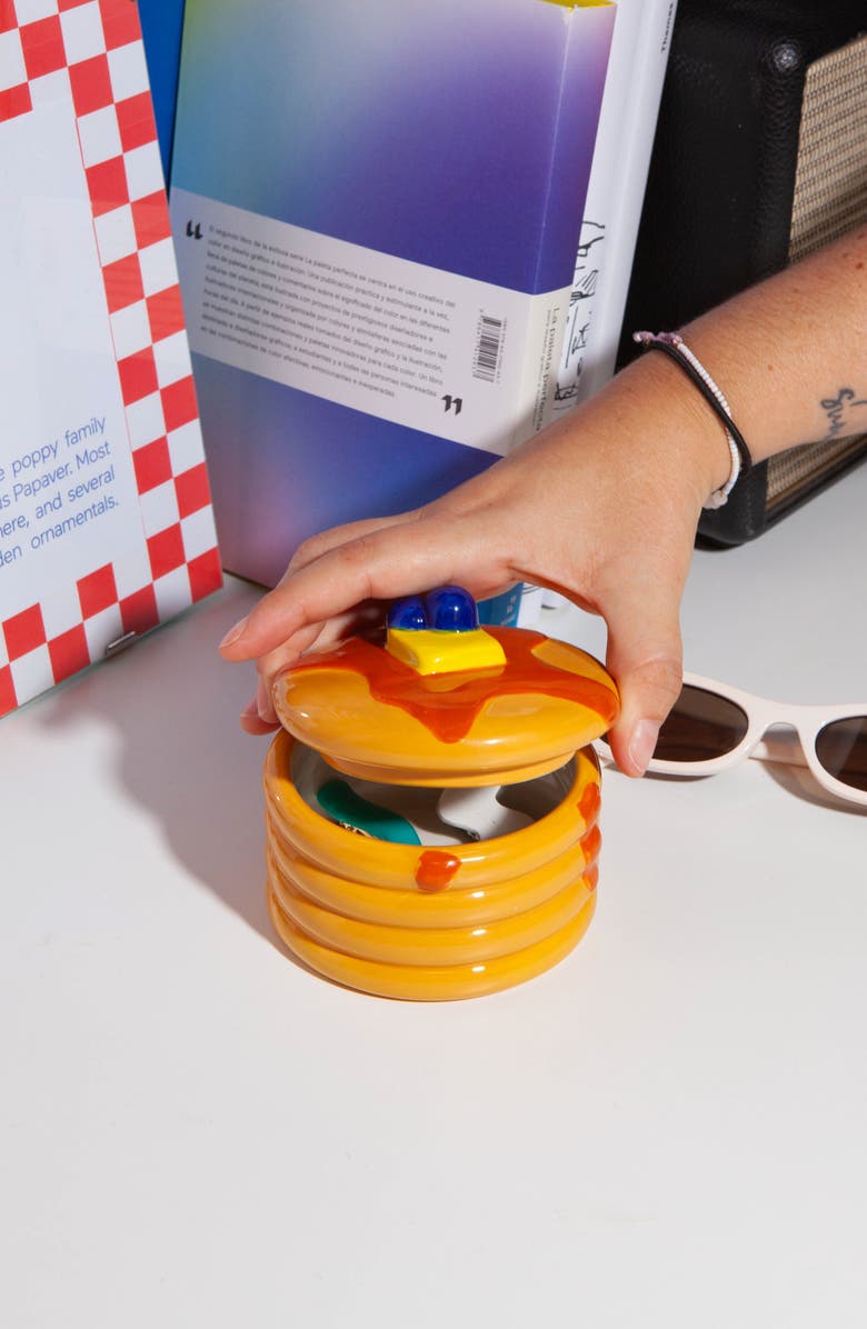 doiy Good Morning Collection Pancake Ceramic Storage Box, Alternate, color, Brown