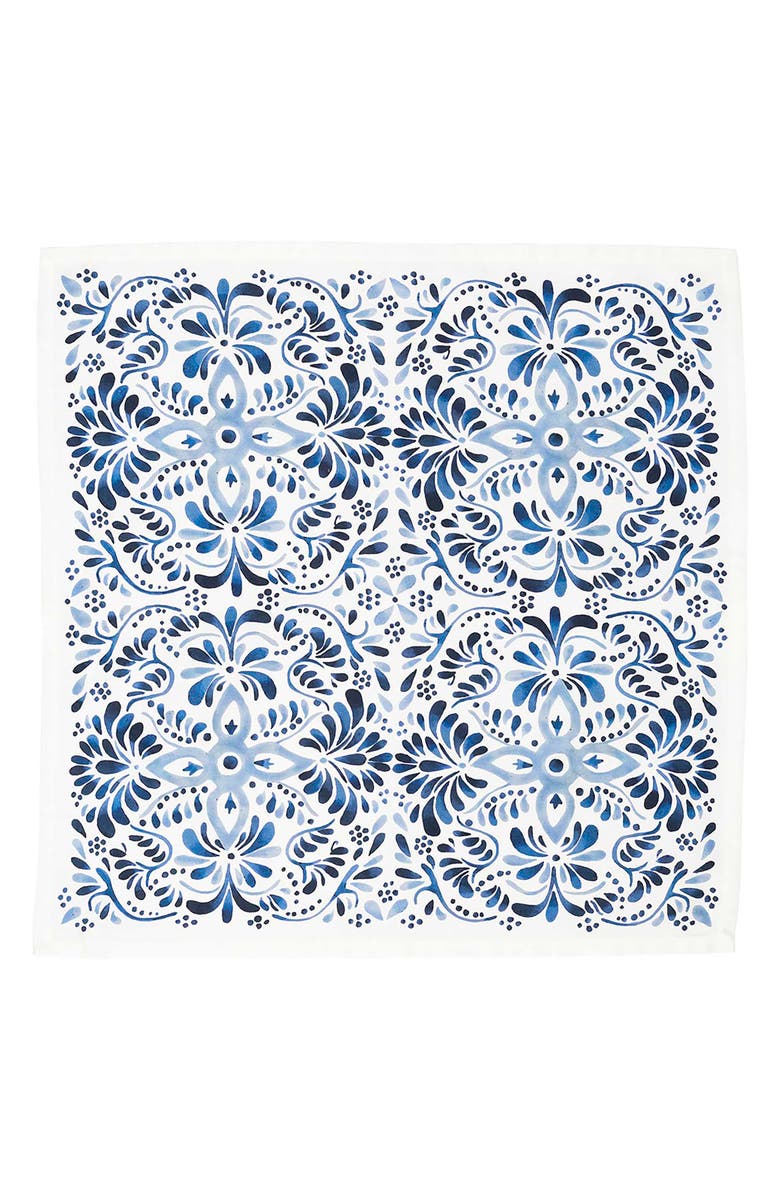 Juliska Set of 4 Iberian Journey Cotton Napkins, Alternate, color, Indigo Blue