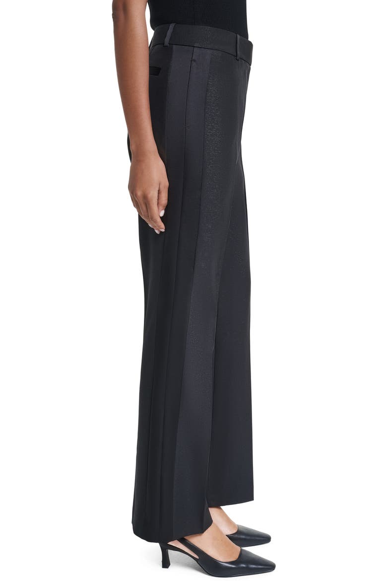 Shiny Twill Trousers, Alternate, color, BLACK