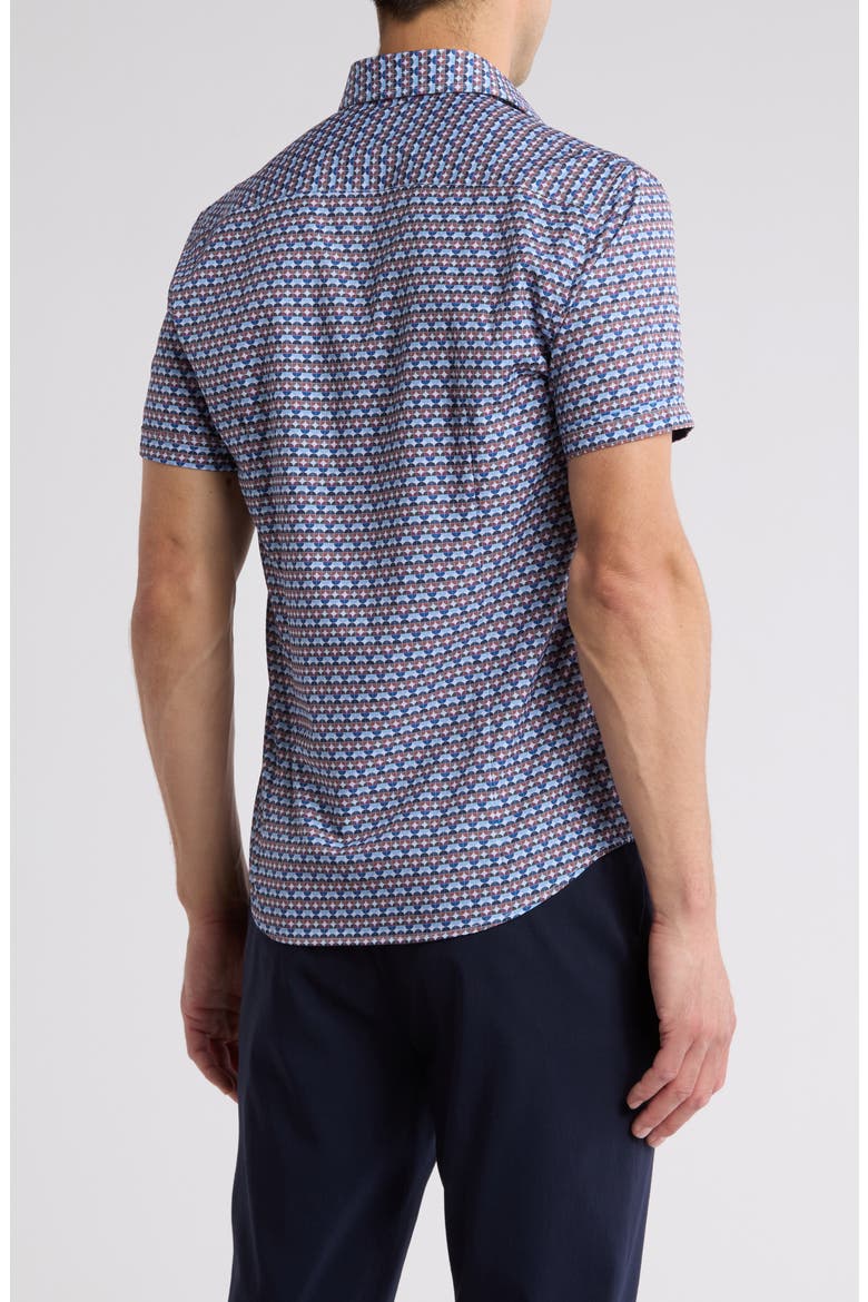Geo Print Performance Short Sleeve Shirt, Alternate, color, BLUE MULTI