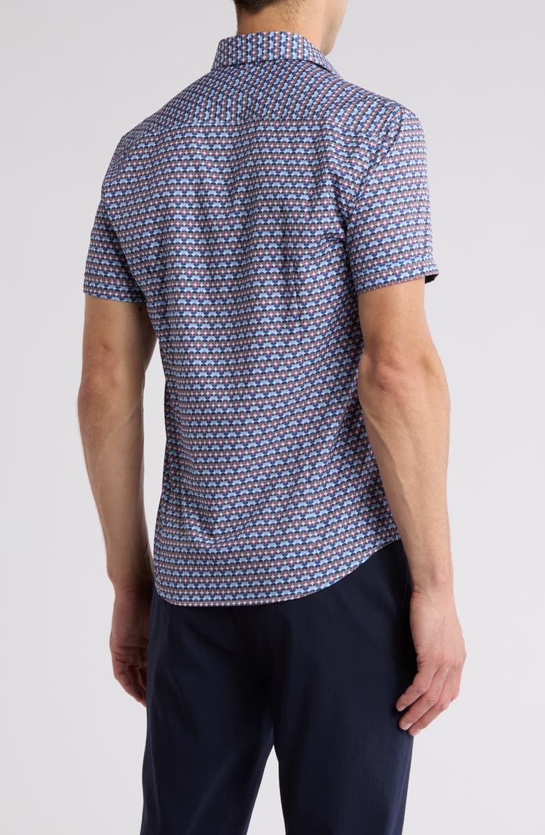 SOUL OF LONDON Geo Print Performance Short Sleeve Shirt, Alternate, color, Blue Multi