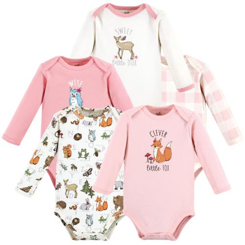 Touched By Nature Little Soft Organic Cotton Long-sleeve One-piece Essentials In Pink