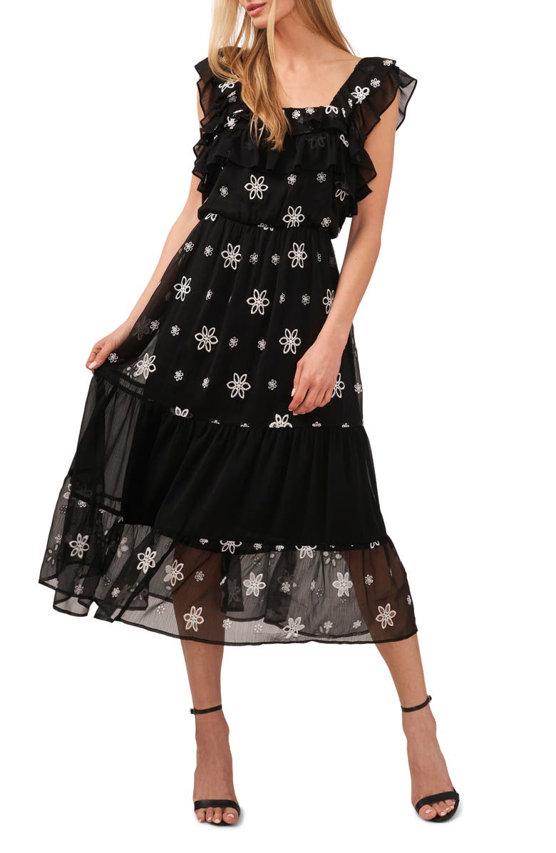 CeCe Ruffle Square Neck Midi Dress, Alternate, color, 