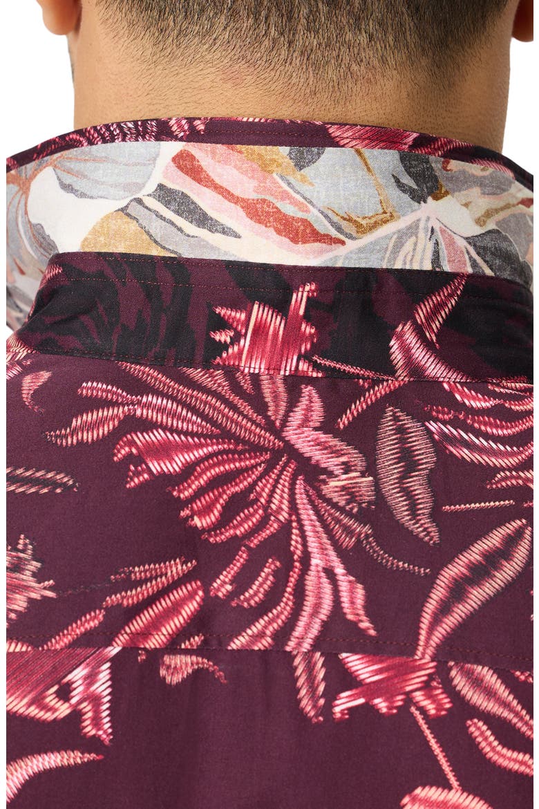Elmwood Printed Cotton Shirt, Alternate, color, BURGUNDY