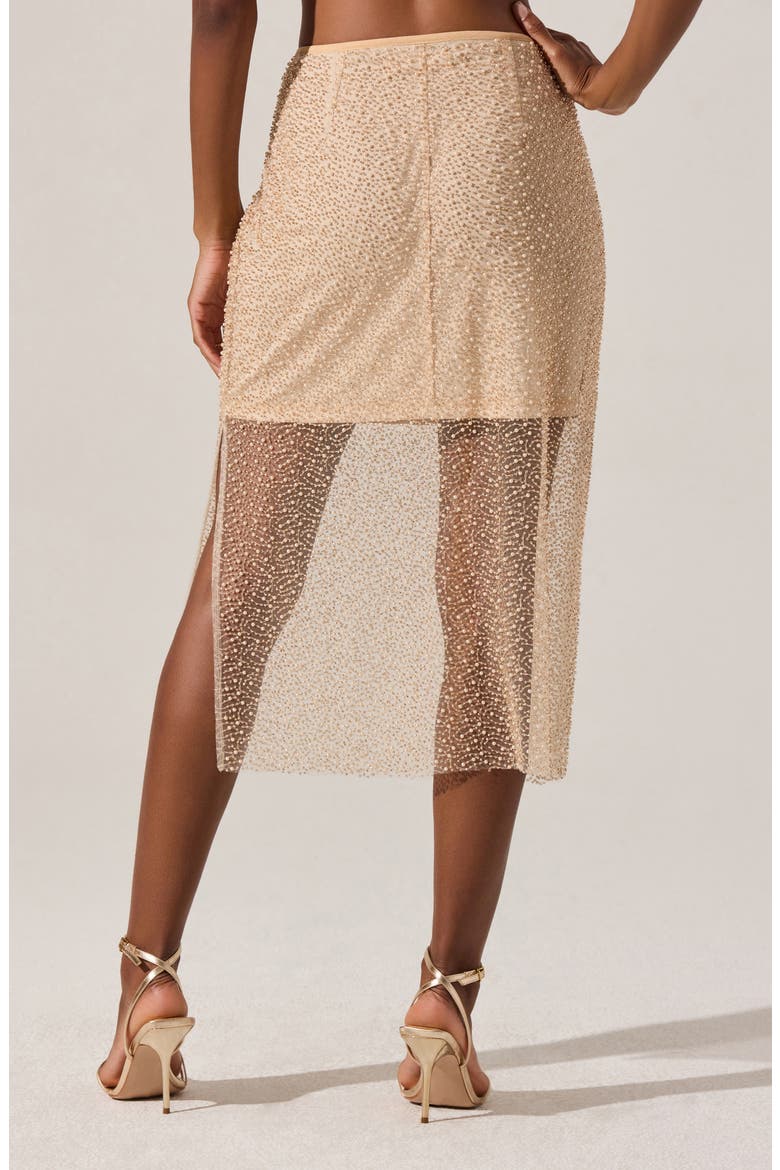 Messina Beaded Faux Pearl Midi Skirt, Alternate, color, CHAMPAGNE