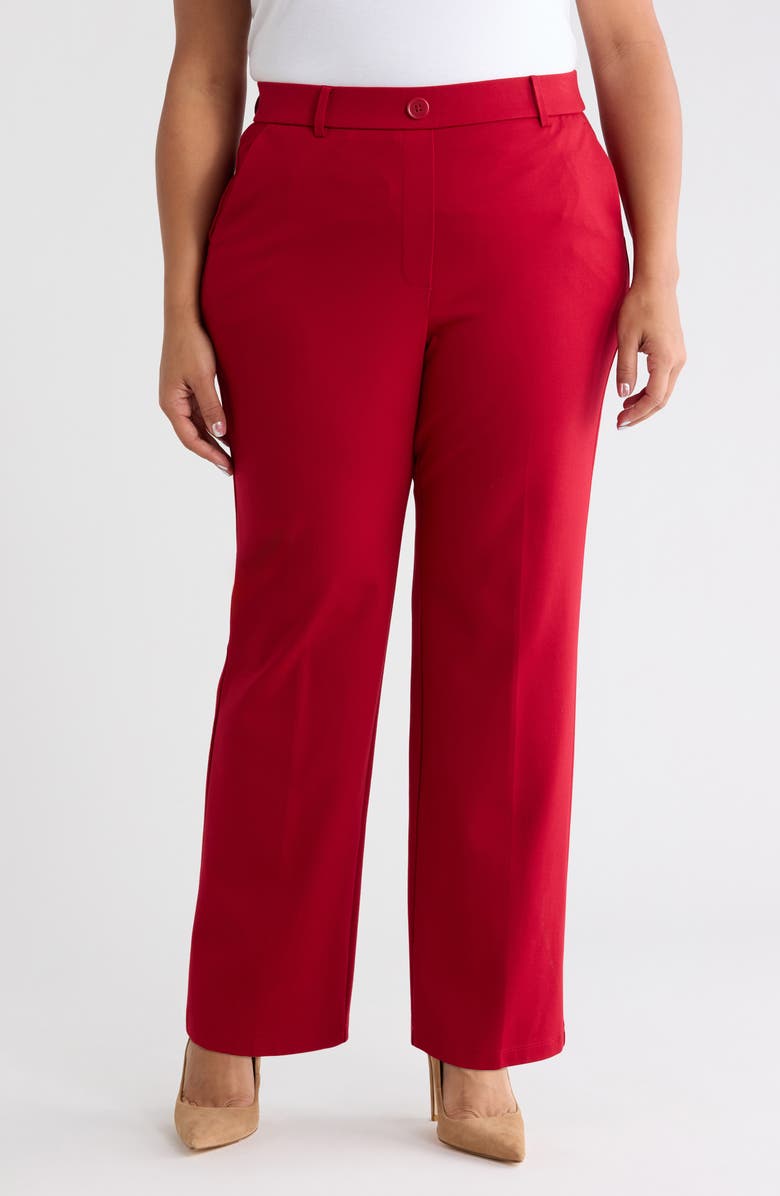 KASPER Pull-On Trouser Pants, Main, color, Fire Red