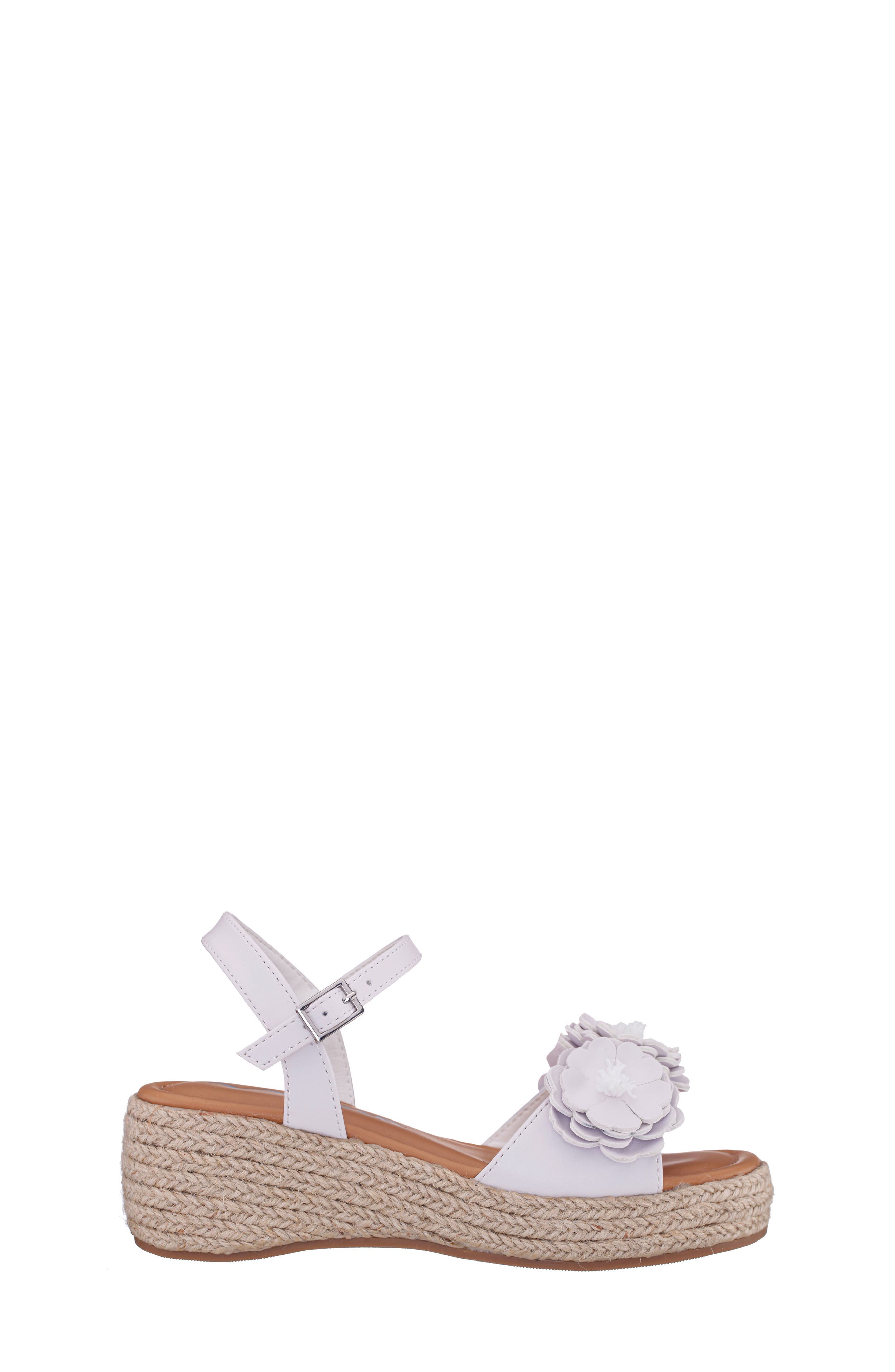 Nina Kids' Mercy Ankle Strap Espadrille Platform Wedge Sandal, Alternate, color, White Pearlized