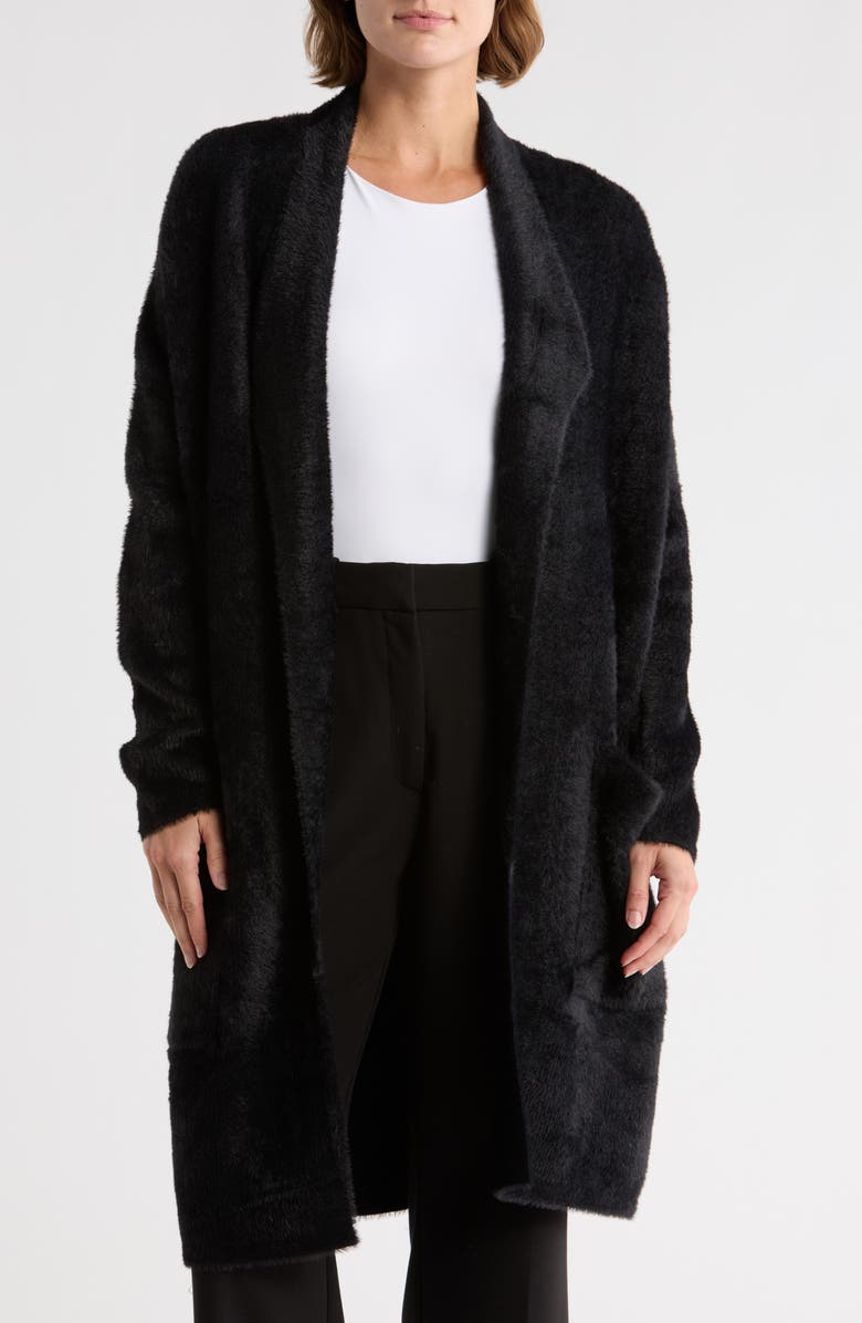 BY DESIGN Mina Open Front Eyelash Cardigan, Main, color, Black