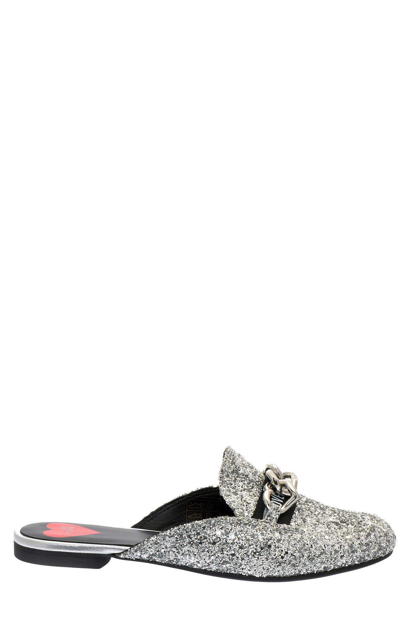 Love Moschino Metallic Glitter Slip-On Mule, Alternate, color, 