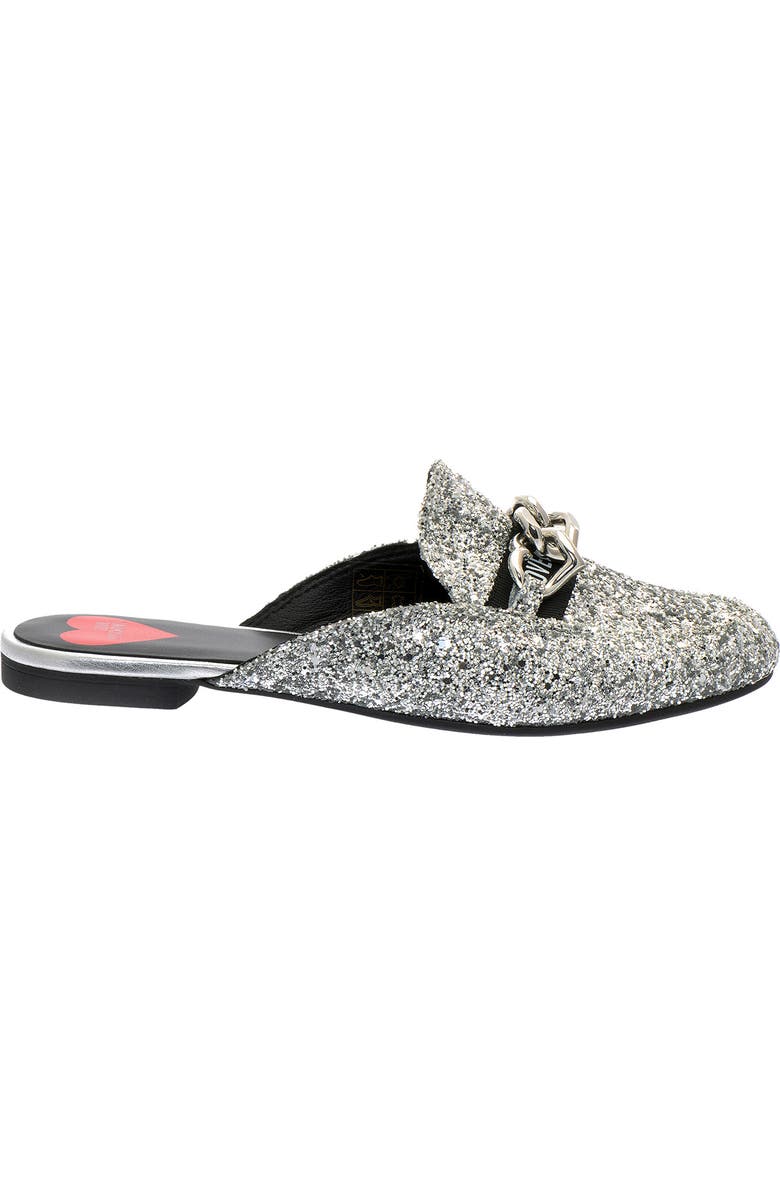 Love Moschino Metallic Glitter Slip-On Mule, Alternate, color,