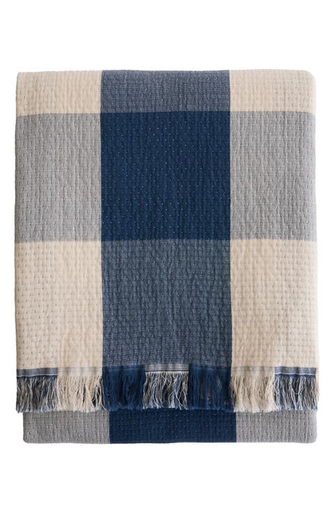 Reversible Fringe Organic Cotton Throw