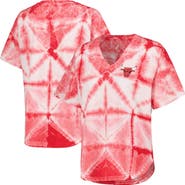 G-III 4HER BY CARL BANKS Women's G-III 4Her by Carl Banks Red Chicago Bulls Tournament Raglan Oversized Tie-Dye V-Neck T-Shirt
