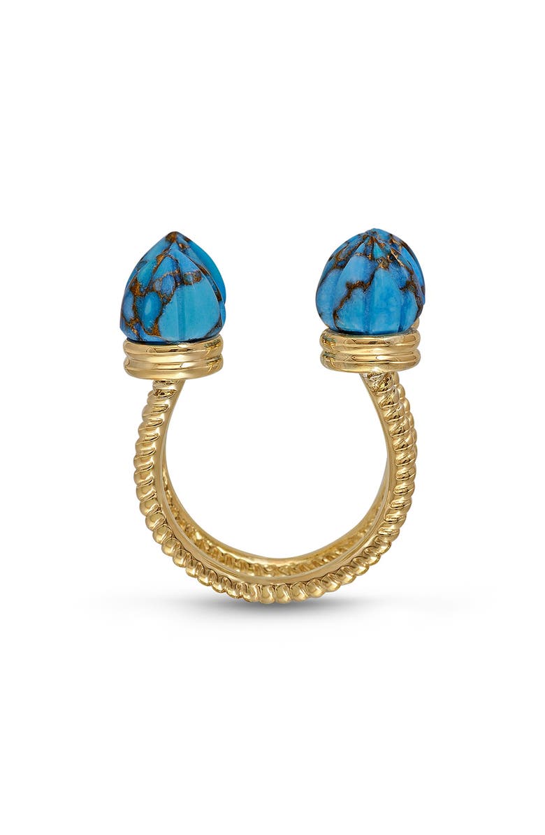 LuvMyJewelry Sea Breeze Turquoise Double Band Ring, Alternate, color, 14Kt Gold Vermeil On Sterling