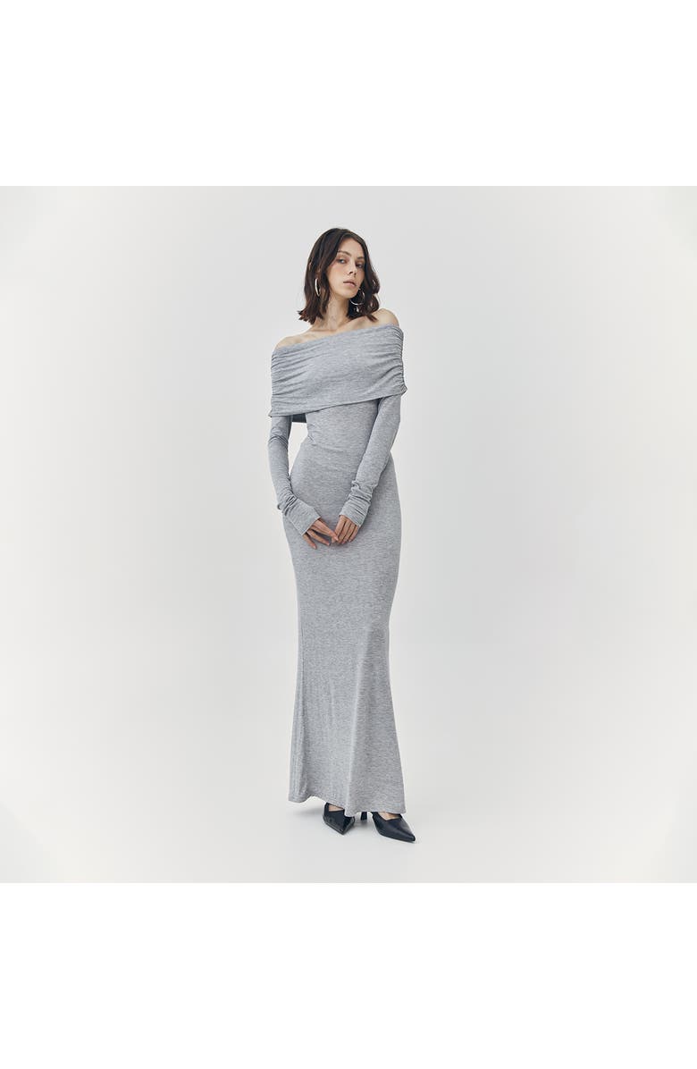 ATS Esme Off Shoulder Maxi Dress, Alternate, color, Grey