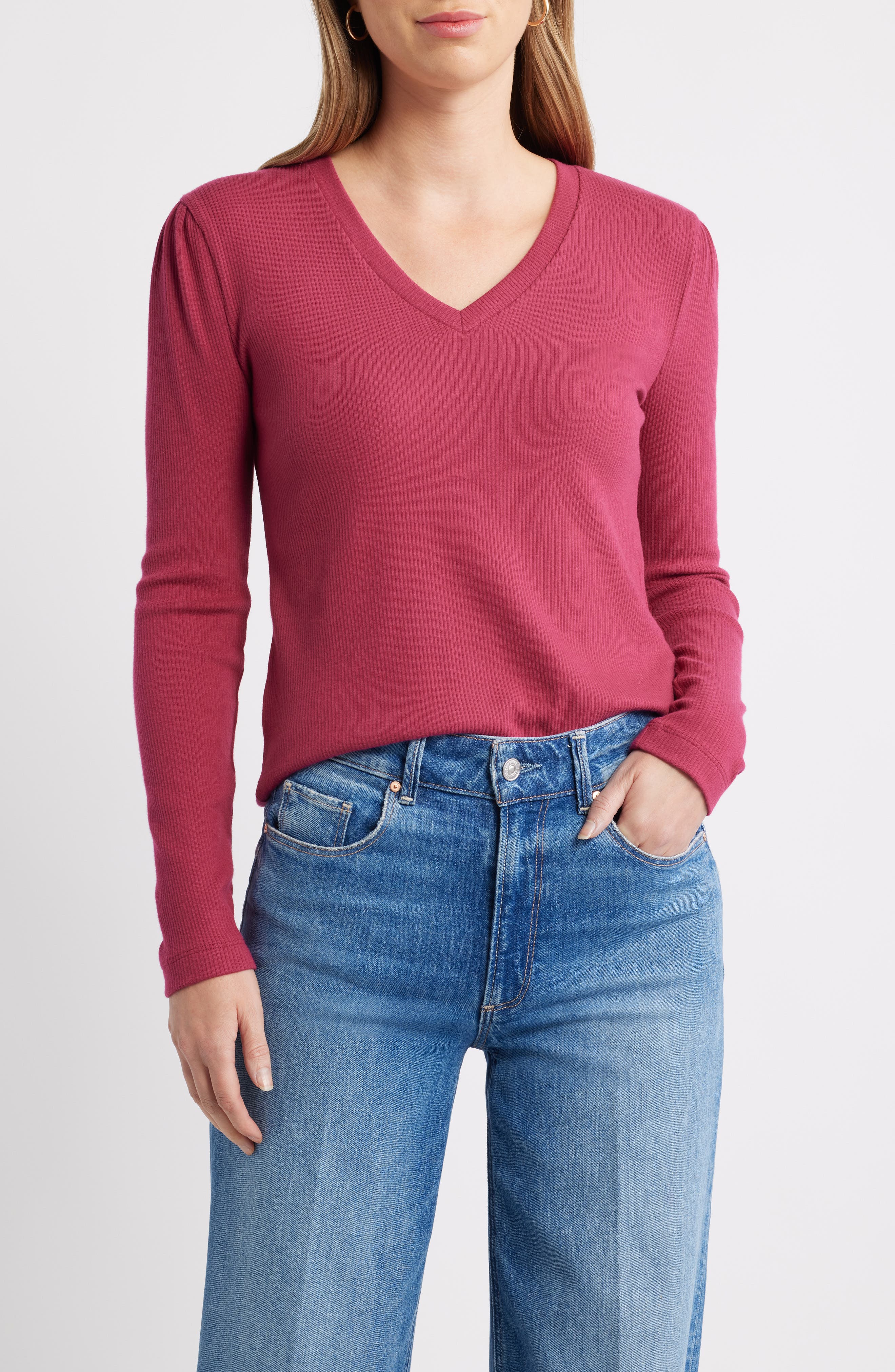 Caslon® Long Sleeve Rib T-Shirt