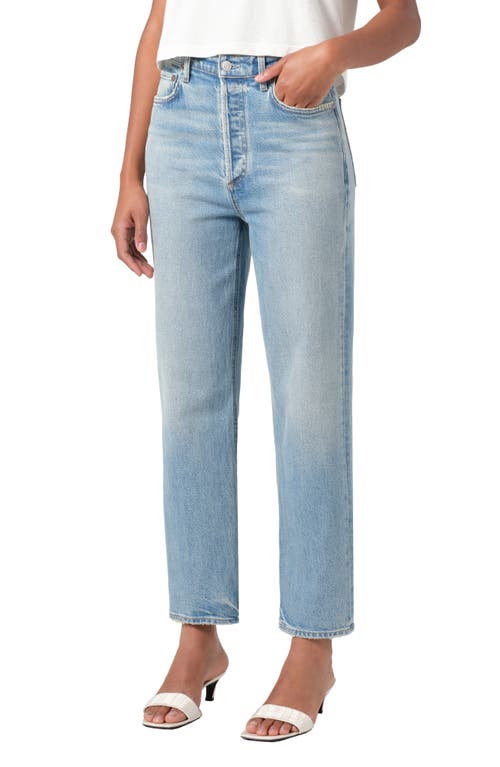 Agolde Riley Crop Denim In Curio In Blue